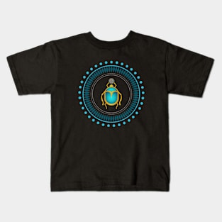 Ancient Egypt Scarab carrying Handmade Flower Of Life Kids T-Shirt